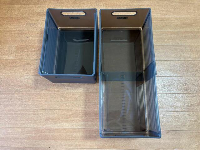 【3COINS 伸縮収納ケース（L）／KITINTO】最小伸縮幅と最大伸縮幅を比較！20cm違います