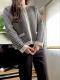 【ニットショートジャケット（長袖）】綺麗めパンツスタイル