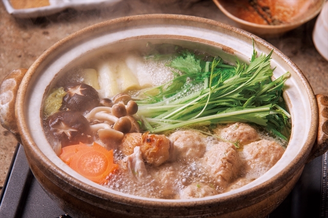 大山鶏のつくねと水菜のハリハリ鍋