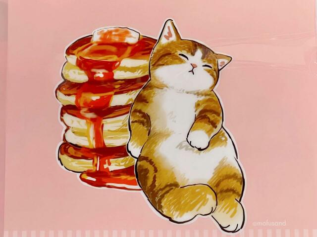 【Seria（セリア）】パンケーキにもたれて眠るにゃんこのイラストがキュート！癒し効果抜群です！