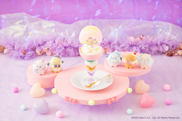 「めざせアイドル！パフェ」＜価格：税込1,290円＞【すみっコぐらしの「えびてんのしっぽ」がカフェに♪『すみっコぐらしカフェ～天使なえびてんアイドル～』期間限定オープン！】