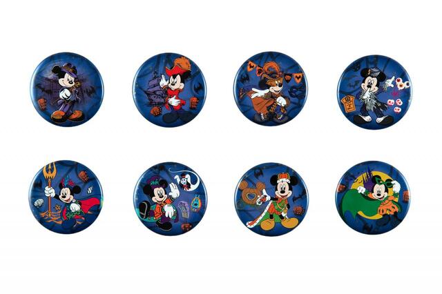 カンバッジセット 2,400円｜東京ディズニーリゾート「ディズニー・ハロウィーン」2023スペシャルグッズ｜販売店舗：東京ディズニーランド「ディズニー&カンパニー」、東京ディズニーシー「エンポーリオ」