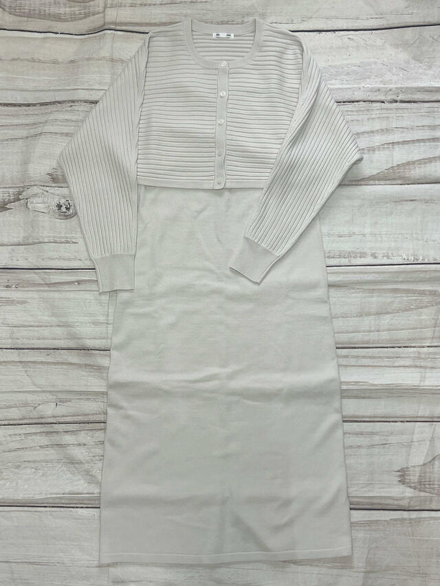 「GU（ジーユー）」の「2ピースカーディガンセットワンピース」税込3,990円