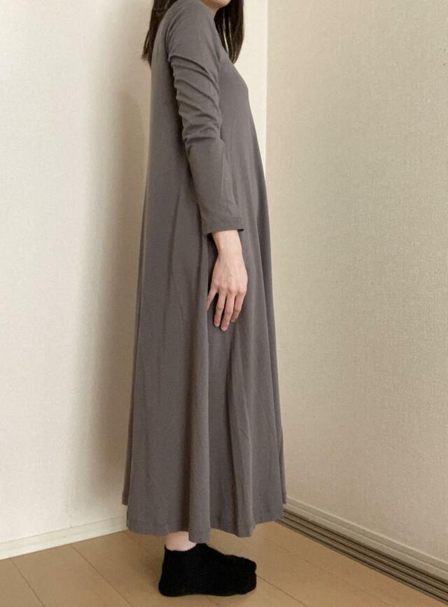 【無印良品　なめらか天竺編みクルーネック長袖ワンピース】ゆったりめのフィット感で着心地バツグン！