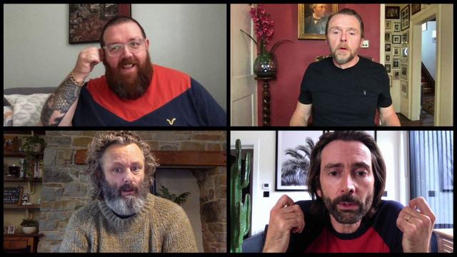 イギリス映画ファンにはおなじみのサイモン・ペッグ(右上)、ニック・フロスト(左上)も登場