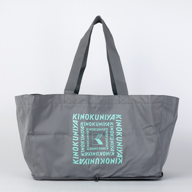 【紀ノ国屋 折りたためる保冷カゴバッグ/ライトグレー】持ち手はポリプロピレン製で肩掛けしやすく、軽くて丈夫な仕上がりも特長◎