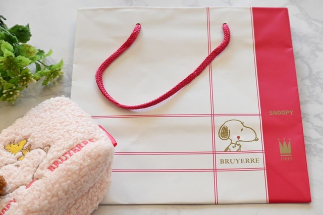 【タカシマヤ アムール・デュ・ショコラ 2026／SNOOPY meets BRUYERRE】ショッパーもおしゃれ。表裏で違う絵柄が描かれています