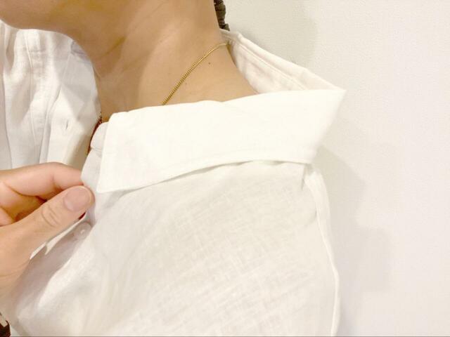 【coca サマーシャツ】へたりにくい襟付きなので、きちんと感も出せます