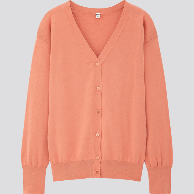 UPF25UV カットスーピマコットン V ネックカーディガン（長袖）