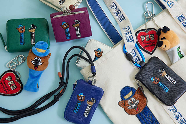 PEZキャラクター刺繍ミニ財布 PEZ(ペッツ)× ear】コラボ/本革