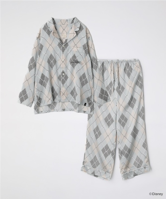 ミッキー&ミニー / アーガイルシルクパジャマ（セットアップ）ブルー×ブラウン ¥176,000