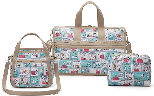 左【スモール ジェニー】H20×W21×D6cm ￥13,500+tax 中【ミディアム ウィークエンダー】H30×W43×D23cm ￥18,000+tax　右【エキストララージ レクタングラーコスメティック】H18×W22×D8cm ￥5,600+tax ※全17型展開