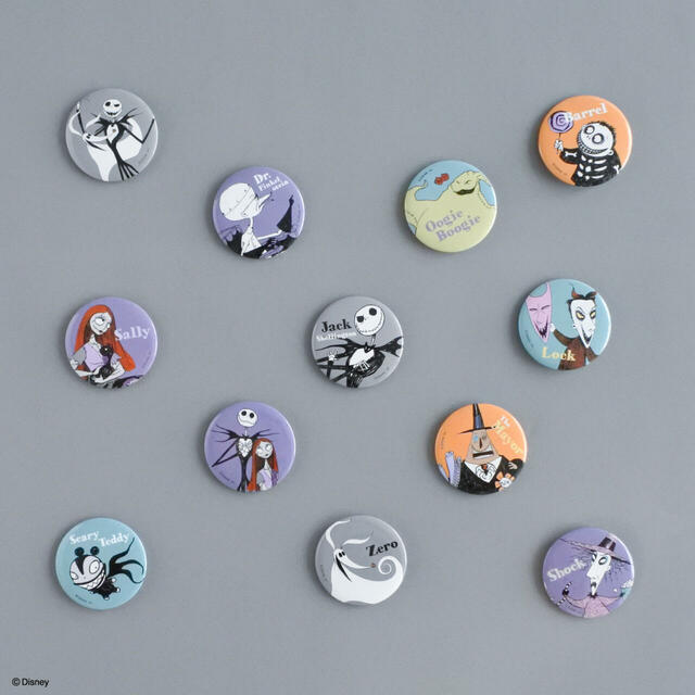 缶バッジ 各110円｜キャンドゥオリジナル/ディズニーグッズ「ティム・バートン ナイトメアー・ビフォア・クリスマス」