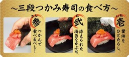 三段つかみ寿司の食べ方