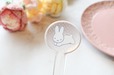 【「タイトーくじ　ブルーナアニマル　Dot Pattern Collection」】F賞　クリアカトラリー／ブルーナさんが描くうさぎと、ピンクのドット柄がかわいらしい一本