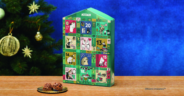 「【クリスマス2025】ムーミン アドベントカレンダー（グリーン）」＜価格：1,458円（税込）＞【ギフトにおすすめ♪ムーミン型クッキーが入った「ムーミンクッキー缶」やホリデーシーズン限定の「アドベントカレンダー」など、Cake.jpにて販売中！】