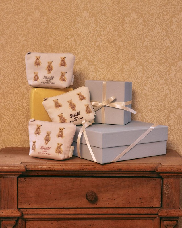 【gelato pique×シュタイフ】「【Steiff】James刺繍ティッシュポーチ」¥3,960