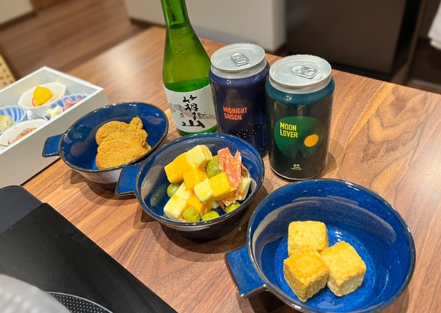 【Rakuten STAY FUJIMI TERRACE 箱根芦ノ湖】冷蔵庫にあったおつまみをお皿に盛り付けてみました。夕食がさらに豪華に！