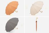 長傘 晴雨兼用12本骨バンブー 無地:¥2,640(税込)カラー:オレンジ、ベージュ、チャコールグレー