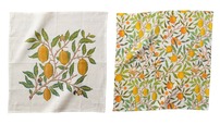 【Jubilee リネン100%ハンカチ ウィリアム・モリス柄】「果物またはざくろ」柄2種類（07. White - Fruit or Pomegranate、01. Fruit or Pomegranate）