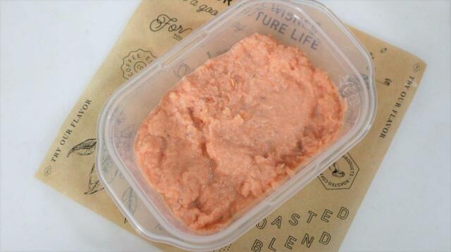 【お魚味ちゅ～るの作り方】出来上がりの分量はささみと同じか少し多い程度