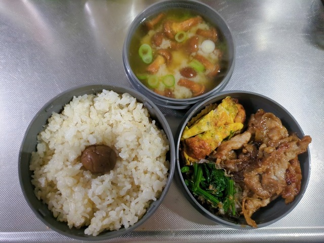 【サーモス ステンレスランチジャー 約1.3合】容器が3タイプあるので、コンパクトな見た目ながら満足感が高いです♪