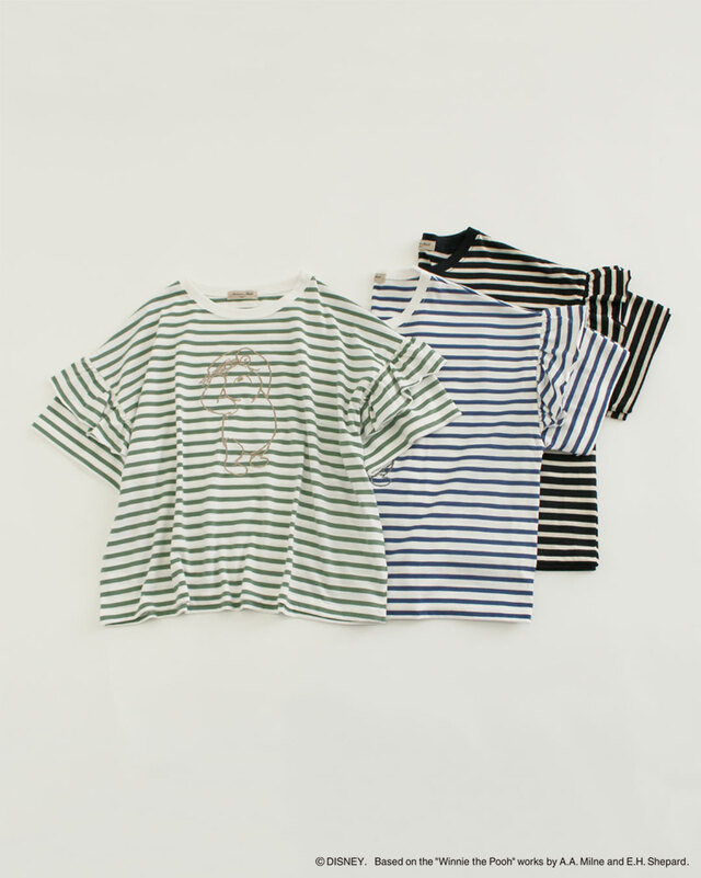 肩フリルボーダーカットソー 4,290円｜Samansa Mos2 ディズニーコレクション「くまのプーさん」