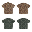 【STARBUCKS STAND by BEAMS】「総柄プリントショートスリーブシャツ」¥18,700（サイズ：XS / S / M / L / XL、カラー：グリーン / ブラウン）
