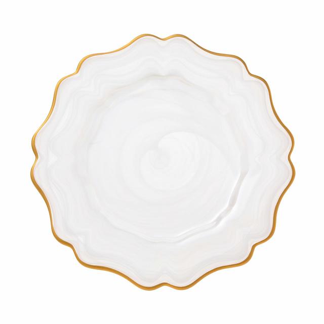 マーブル ゴールドリム ガラスプレート L