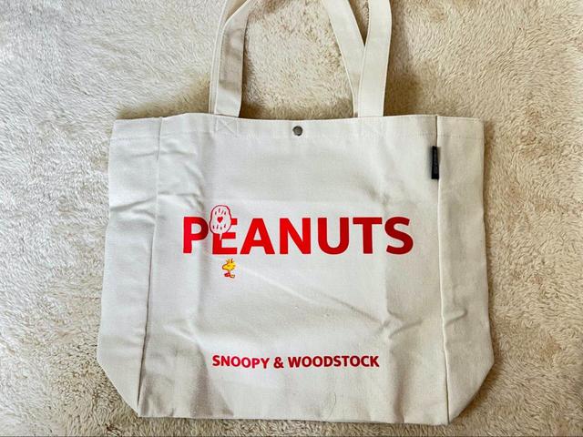 SNOOPYが描かれた大版タイプのキャンバストート【リンネル2022年5月号 SNOOPY BIGトートバッグ】