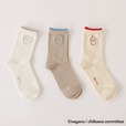 【ちいかわ×靴下屋】「レイヤード風ベタ線画刺繡ソックス」カラー：全3色、サイズ：22.5~24.5cm、価格：1,760円