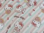 ホワイトをベースに淡いピンク2色とミントグリーンの配色のストライプにキティちゃんの総柄がキュート！