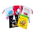 【サンリオ】「KBB21　  サンリオキャラクターズE ブラインド 巾着M 単品」各1,155円／「タキシードサム」「バッドばつ丸」「ポチャッコ」「あひるのペックル」「おさるのもんきち」＋シークレット1種