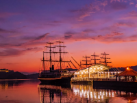 【こたつクルーズ】鮮やかな夕焼けのグラデーションで彩られた鳴門海峡