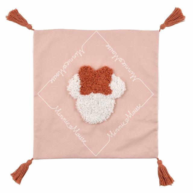 ミニー クッションカバー/価格3,520円 (税込)/サイズ:縦約45×横45(cm)、素材:側地(コットン)/装飾・フリンジ(ポリエステル・コットン・レーヨン)*縦45×横45(cm)のクッション用