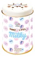 【ペコちゃん×しろたん】「ミルキー缶（ペコちゃん×しろたんとお友だち）」770円　背面にはダブルロゴ