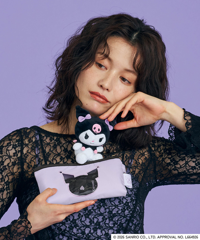 【サンリオ×Wpc. 遮光キャラフレンズミニ】パープル(クロミ)／各キャラの顔をかたどったアイコニックな傘ケース付き♪