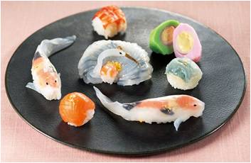 錦鯉と巣篭もり鶴の姿寿司