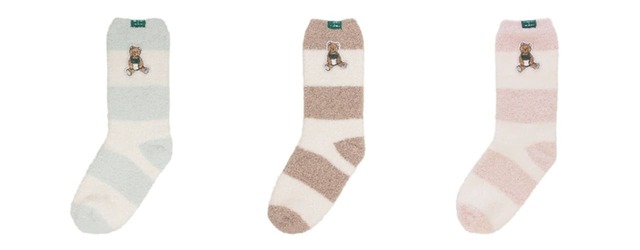 【ジェラート ピケ＋スターバックス】『gelato pique パウダーベア刺繍ボーダーソックス ミントグリーン』 『gelato pique パウダーベア刺繍ボーダーソックス モカベージュ』 『gelato pique パウダーベア刺繍ボーダーソックス ソフトピンク』 各3,900円