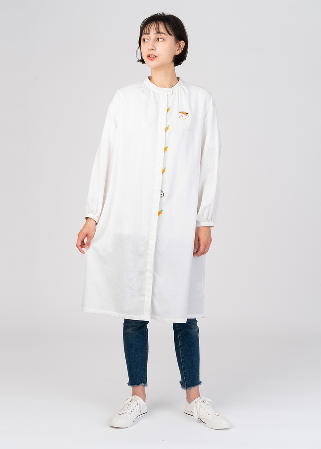 長袖シャツワンピース「ポテト＆シロモ」6,900 円(税込)(サイズ：Free)