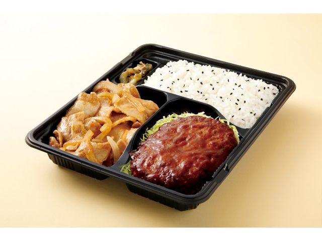 デミハンバーグ生姜焼き弁当