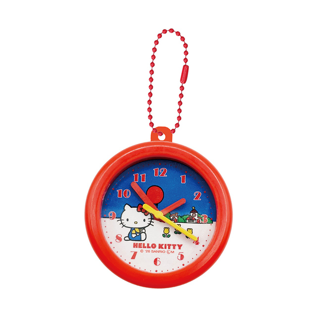 【サンリオキャラクターズ レトロ壁掛け時計風クリップキーホルダー(全6種)】ハローキティ