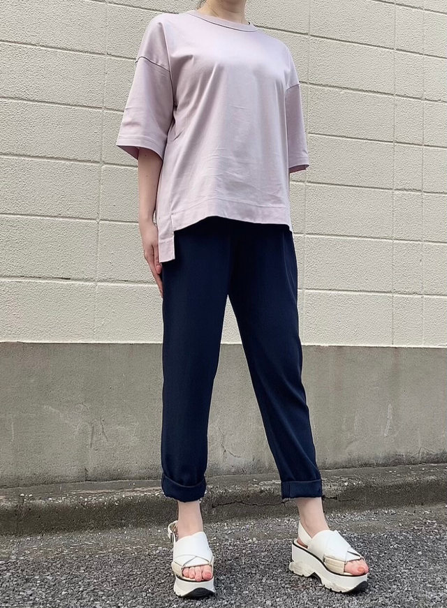 【UNIQLO（ユニクロ）】スーピマコットンオーバーサイズT（5部袖）レディース　ピンク　Sサイズ着用