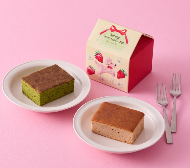 「春のチーズケーキセット 苺&抹茶」<価格:680円(税込)>【【Afternoon Tea】お花のような「いちごクッキー」 や「いちごドリンク」など♪苺シーズン限定ギフト11種を発売!】