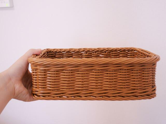 【ベルメゾン　洗えるラタン調収納バスケット  ブラウン ｜￥1,980～4,790 （税込）】型崩れしない、しっかりした造り