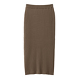 GU／ワイドリブニットナロースカート（BROWN）