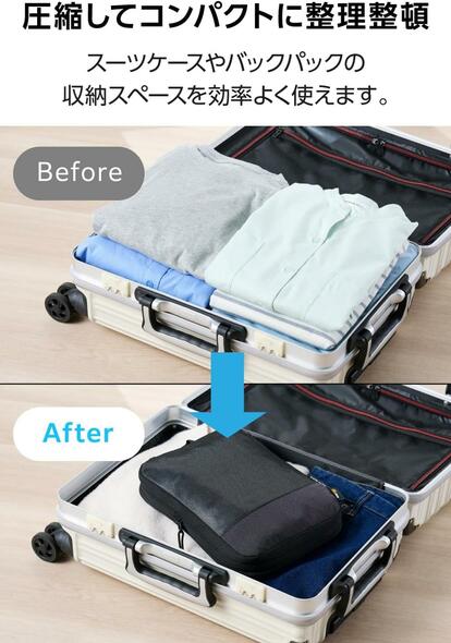 閉めるだけで、荷物が減る。エレコムの旅の正解パッキングキューブがお