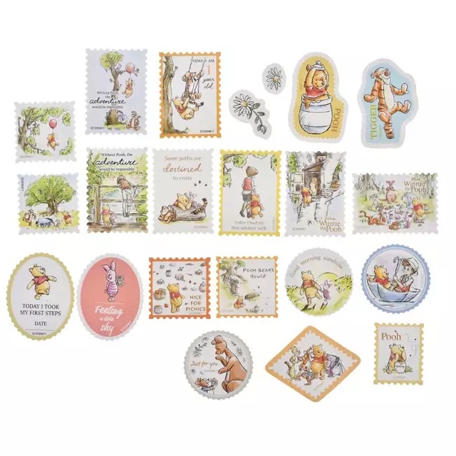 プー＆フレンズ シール・ステッカー フレーク 切手風 Classic Pooh Sticker Collection 700円