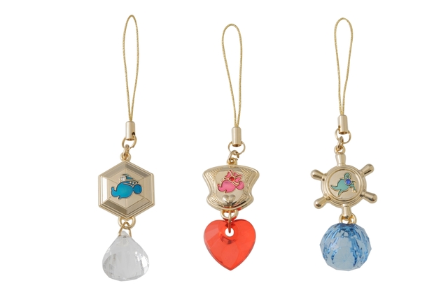 ストラップセット ¥1,200 ※ミッキーマウス：長さ約12cm、ミニーマウス：長さ約11cm、ドナルドダック：長さ約11.5cm（3個セット）｜「東京ディズニーシー15周年 “ザ・イヤー・オブ・ウィッシュ” ～グランドフィナーレ～」スペシャルグッズ