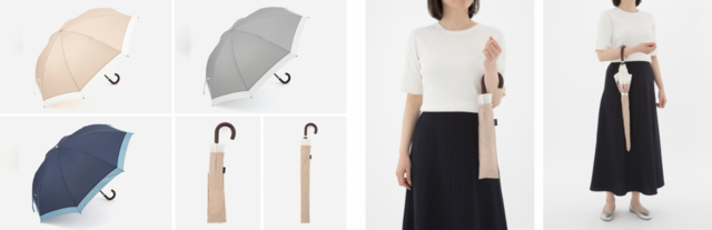 折畳傘 晴雨兼用2WAYバイカラー:¥2,640(税込)カラー:ベージュ、グレー、ネイビーブルー